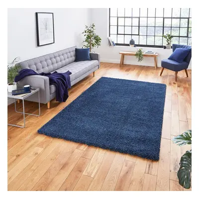 (160x220cm) Sierra Shaggy Rugs in Dark Blue High Dense Soft Polypropylene Mats