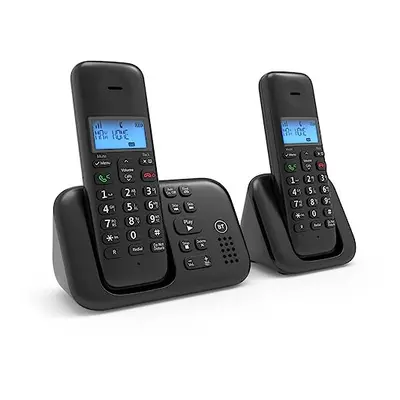 BT Cordless Landline House Phone with Nuisance Call Blocker, Digital Answer Machine, Twin Handse