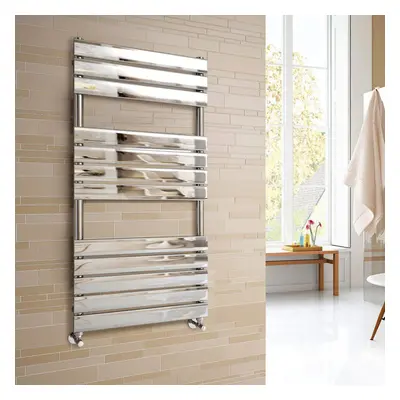 (1200x600mm) WarmeHaus Heated Towel Rail Radiator For Bathroom Ladder Flat Panel Chrome