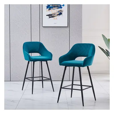 (Dark Teal, Bar Stools) 1/2 Velvet Bar Stools High Counter Breakfast Chair