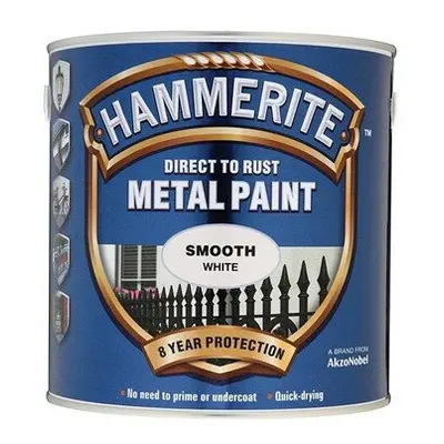 Hammerite SFW25L Direct to Rust Smooth Finish Metal Paint White 2.5 Litre