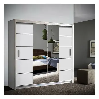 (White, cm) MN FURNITURE Bristol Sliding Mirror Door Wardrobe