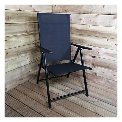 Multi Position High Back Reclining Garden / Outdoor Folding Chair in Black