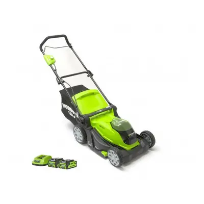 Garden Equipment - Greenworks GWG40LM41K2X 40cm 2x 2ah Bat & Char Lawn Mower