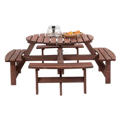 BIRCHTREE Wooden Picnic Table Seater Pub Wood Bench Round Garden Patio