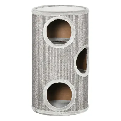 PawHut Cat Climbing Frame, Covered with Sisal, Cosy Platform - Light Grey