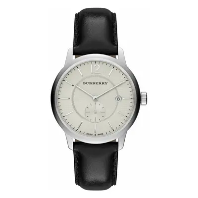 Burberry BU10000 Classic Round Beige Dial Black Leather Men's Watch