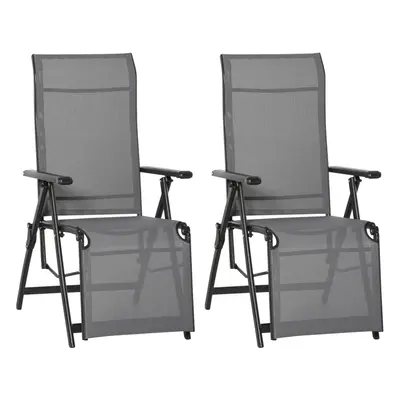 Outsunny Outdoor Sun Recliner Loungers with Adjustable Footrest, Grey