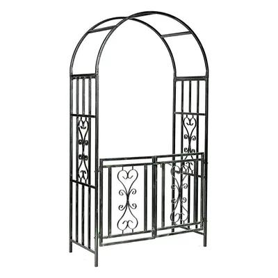 Metal Garden Gate Wedding Rose Arch Pergola Archway Climbing Plant Trellis Black