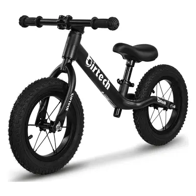 (Black) 12" Nylon Frame Balance Bike with Air Tires