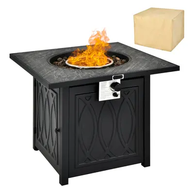 50,000 BTU Square Propane Firepit Gas Outdoor Fire Pit Table Black