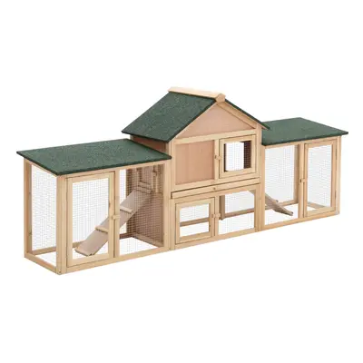 PawHut Rabbit Hutch Bunny Cage Guinea Pig House w/ Tray Ladder Outdoor Run