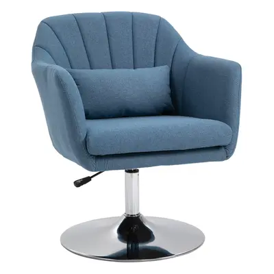 HOMCOM Stylish Retro Linen Swivel Tub Chair Steel Frame Cushion Seat Blue