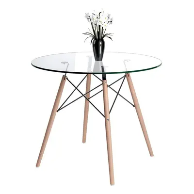 Round Dining Table 90cm Glass Table