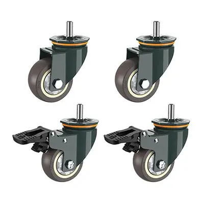 Caster Wheels,4 PCS M16 Thread Heavy Duty Wheels with Brake Universal Swivel Nature Trolley Repl