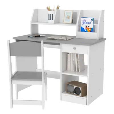 ZONEKIZ Kids Desk and Chair Set with Storage, for Ages Years