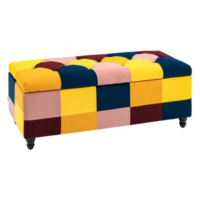 HOMCOM x x 47cm Velvet Storage Ottoman, Button-tufted Footstool