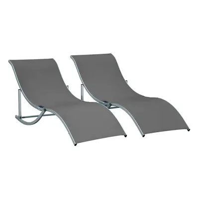 Outsunny Set of Zero Gravity Lounge Chair Recliners Sun Lounger Dark Grey