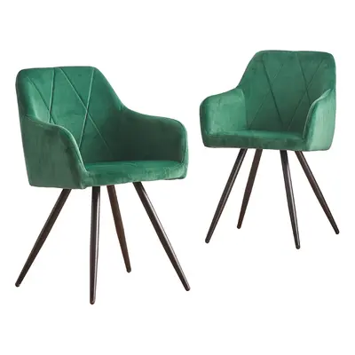 (GREEN) 2X Velvet Dining Chairs Metal Legs Kitchen home