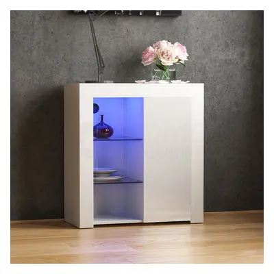 (White) Azura Door LED Sideboard Shelf Storage Cabinet