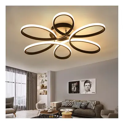 (Black, 58cm-Dimmable) Modern LED Ceiling Light Chandelier Lamp Flower Shape