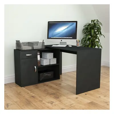 (Black) Longton Computer Desk Corner Adjustable Shape