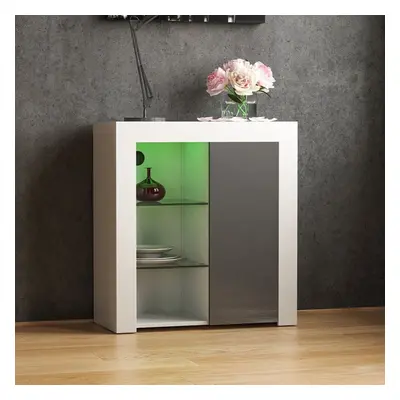 (White & Grey) Azura Door LED Sideboard Shelf Storage Cabinet