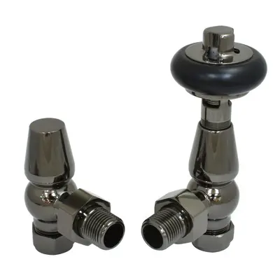 (Black Nickel) Warmehaus Chelsea Traditional Angled TRV Thermostatic Radiator Valves