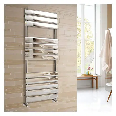 (1200x450mm) WarmeHaus Heated Towel Rail Radiator For Bathroom Ladder Flat Panel Chrome