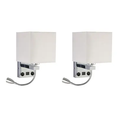 2X Modern LED Wall Lamp Bedside Bedroom Applique Sconce with Switch USB Interior Headboard Home 