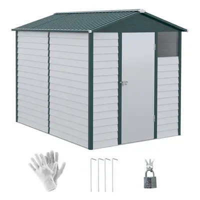 Outsunny 9'x6' Galvanised Metal Garden Shed Tool Storage Shed for Patio Green