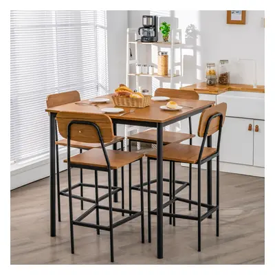 5-Piece Dining Table Set W/ Counter Height Table & Bar Stools