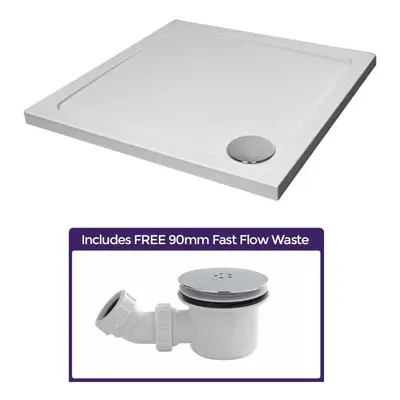 Small x Shower Tray Square Slimline Included with Low Profile Waste