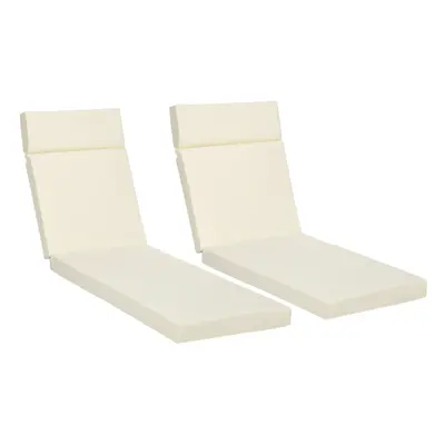 Outsunny Set of Lounger Cushions Deep Seat Patio Cushions with Ties White