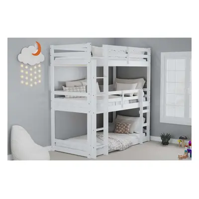 White Triple Bunk Bed Frame High Sleeper Pine Birlea Tressa