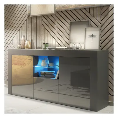 TV Unit 145cm LED Creative Furniture - Dark Grey Gloss Doors