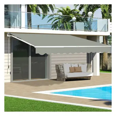 UV Sun Garden Shade Retractable Patio Awning Manual Shelter Outdoor Canopy Grey-L2.5*W2M