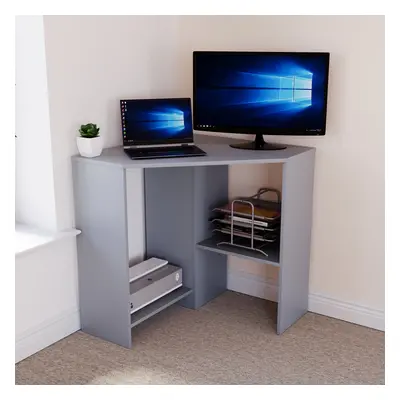 (Grey) Hetton Corner Computer Desk PC Office Study Table