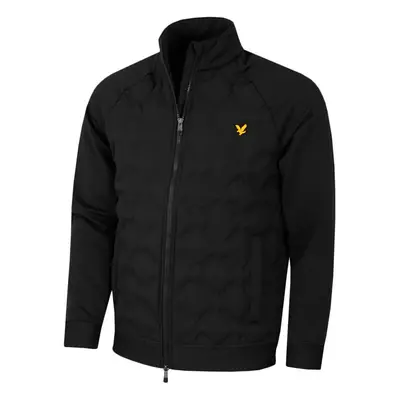 (XL, Jet Black) Lyle & Scott Mens Check Quilt Back Fleece Side Pockets Eagle Logo Jacket