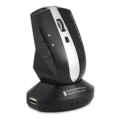 Wireless Rechargeable Mouse with Charging Dock Stand, 2.4GHz 3-Port USB Hubs Cordless Mice, for 