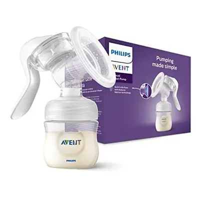 Philips Avent Manual Breast Pump - BPA Free Single Hand Breast Pump (Model SCF430/01), White, Tr