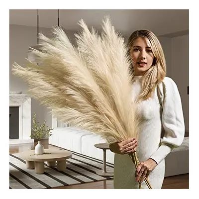 Premium Extra Large Pampas Grass Artificial- Beige Pampas Grass Decor- Faux Pampas Grass Large 3