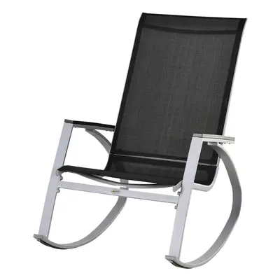 Outsunny Rocking Chair Sun Lounger Garden Seat w/ High Back Black