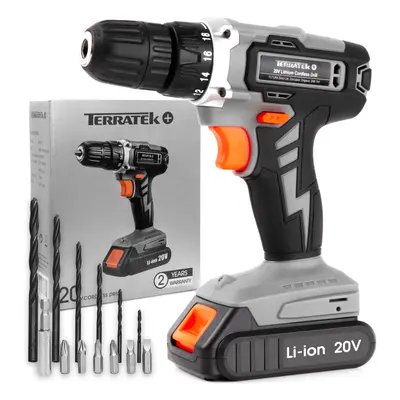 Terratek Cordless Drill Driver 20V Combi Electric Screwdriver Set