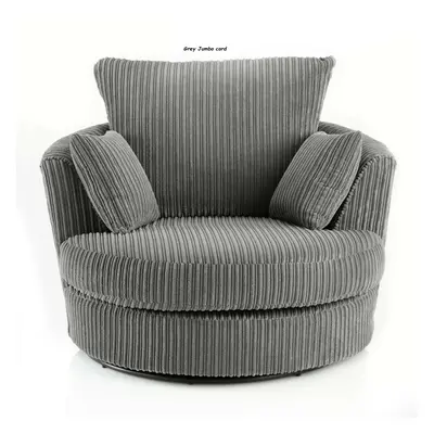 (Swivel Chair, Grey) Atrani Jumbo Cord Fabric Sofa