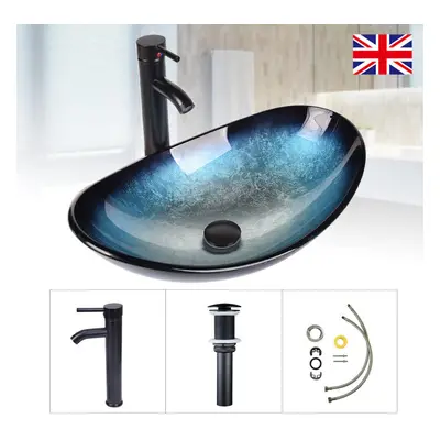 (Blue & Boat Shape) Bathroom Sink Basin Countertop Wash Bowl Basin UK