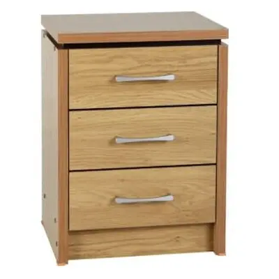 Charles Drawer Bedside Chest Oak Effect Veneer with Walnut Trim