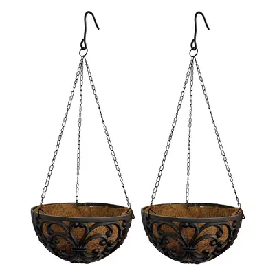 Set of Cast Iron Garden Hanging Basket Planters (25.5cm)