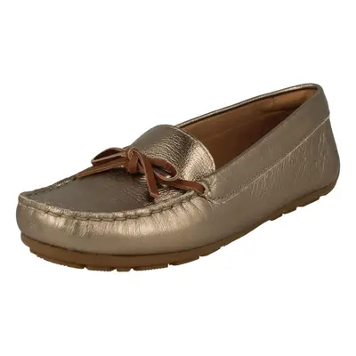 (UK 3, Pewter (Gold)) Ladies Clarks Moccasin Style Shoes Dameo Swing - D Fit