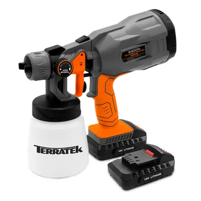 Terratek 18V Cordless Electric HVLP Fence Paint Sprayer Comes Complete with Batteries and Charge